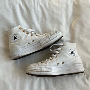 Converse white platform shoes